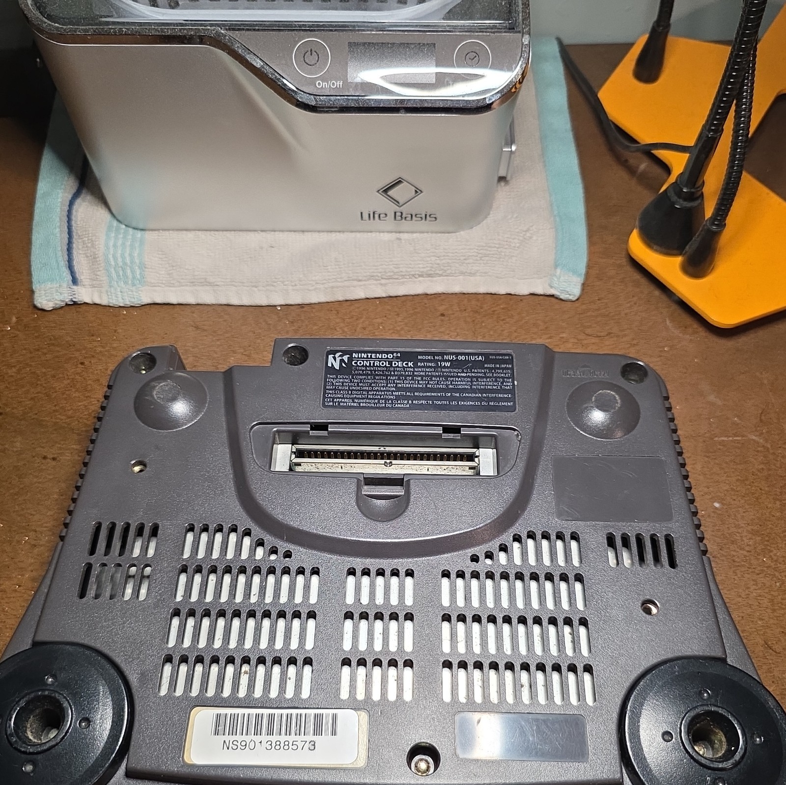 Nintendo 64 Console NUS-001 USA Model with Aftermarket Power Adapter and AV Cord
