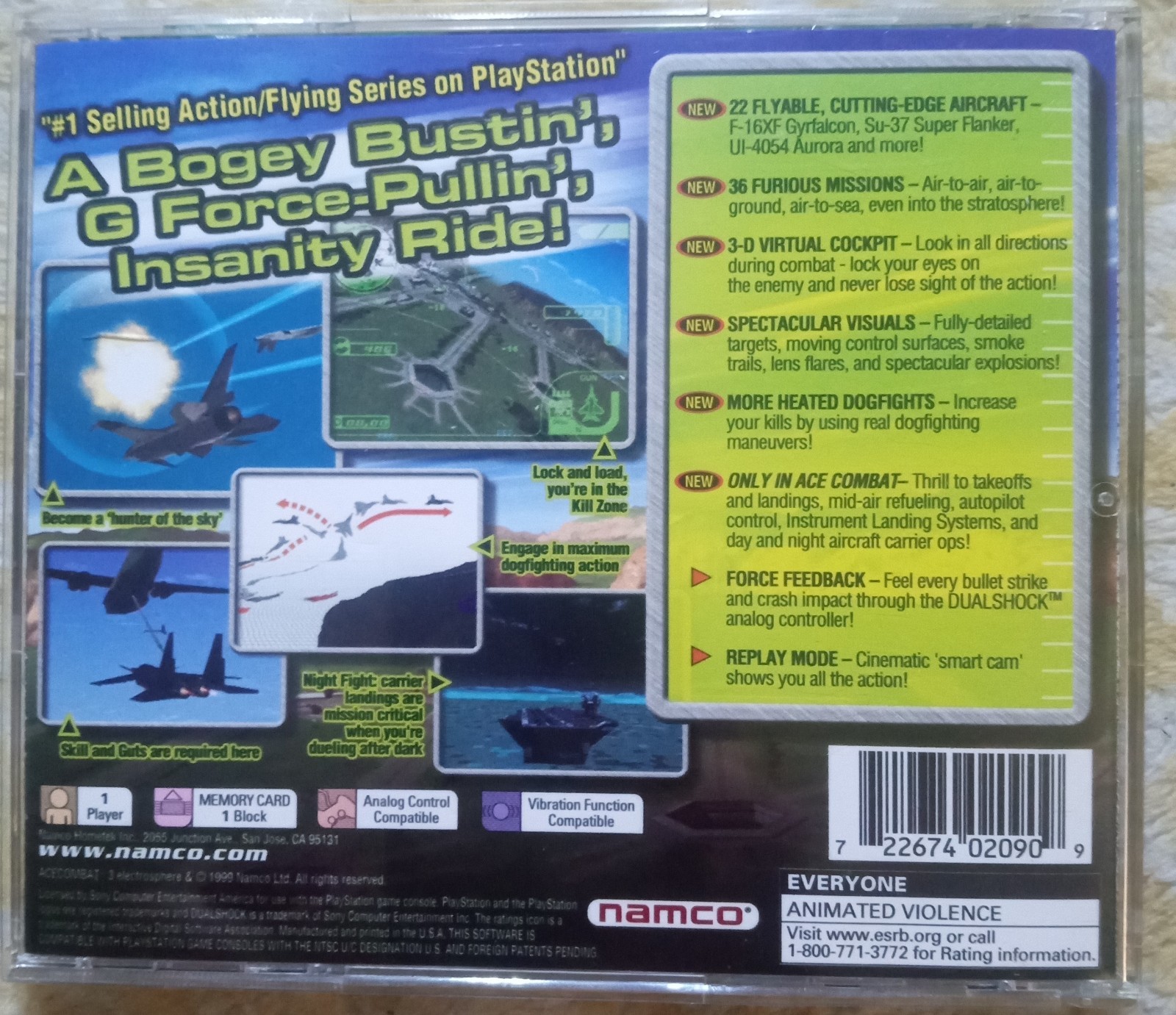 Namco Ace Combat 3: Electrosphere PS1 Game 1999 E NTSC-U/C Manual