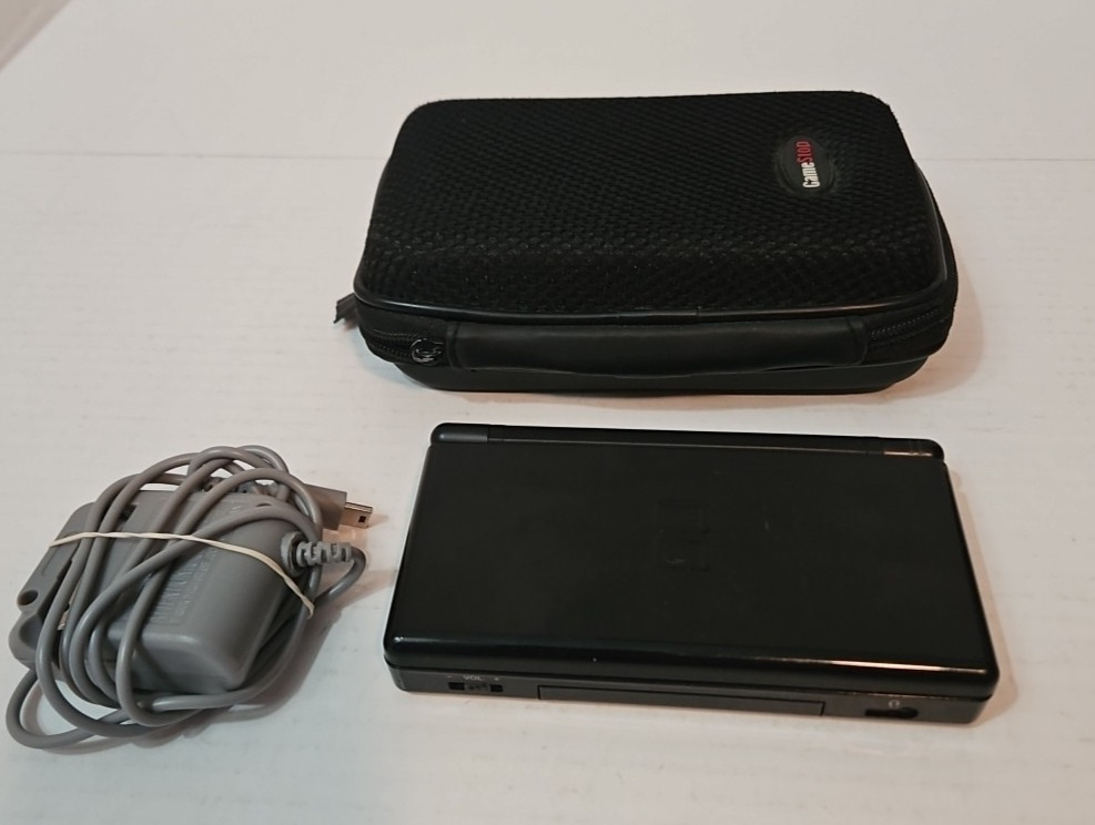 Nintendo DS Lite Onyx Black With Slot Protector. READ TESTED PARTS OR REPAIR