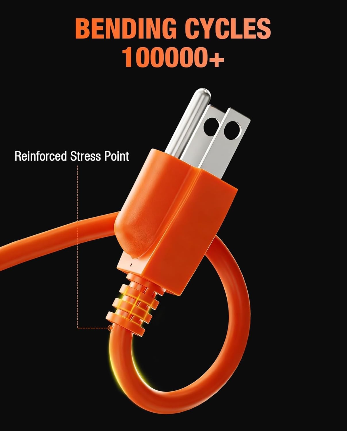 16FT Orange AC Power Cord with Male-Female Connector for Versatile Compatibility