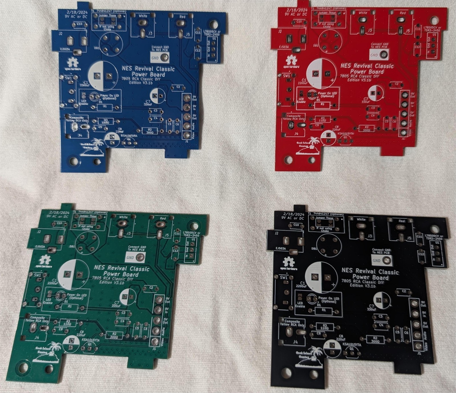 Nintendo NES OpenTendo Motherboard PCB With COMPLETE Parts Kit Choose Color New