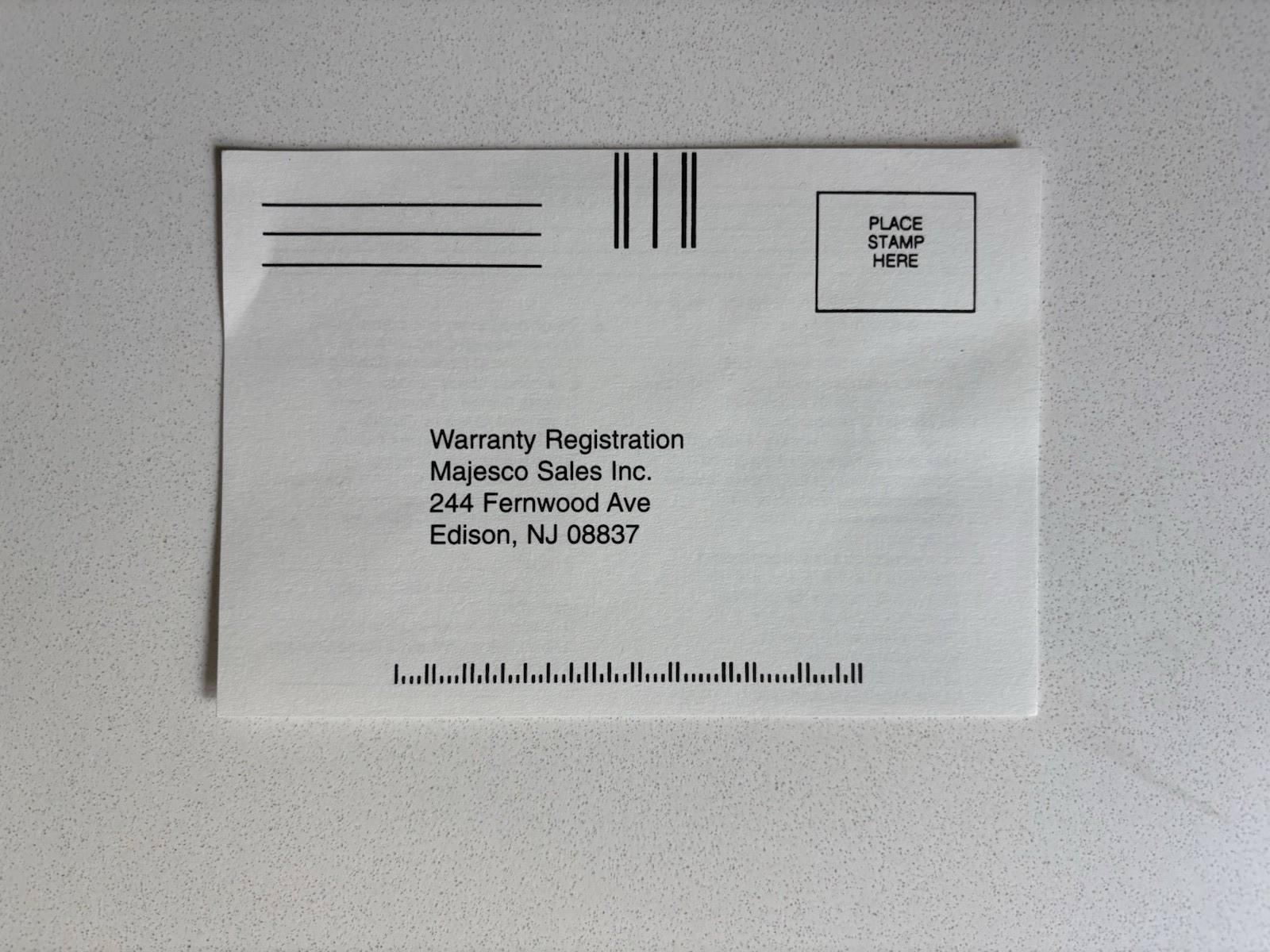 Majesco Sales SNES Classics Super Nintendo Warranty Registration Card Insert