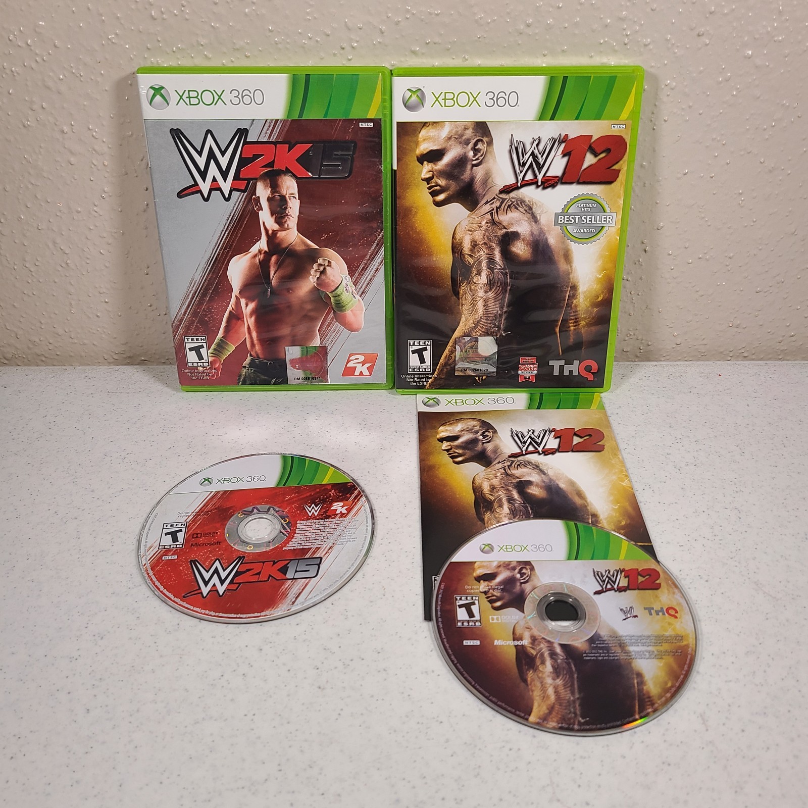 WWE ’12 & 2K15 Microsoft Xbox 360 Game Bundle LOT Tested & Working