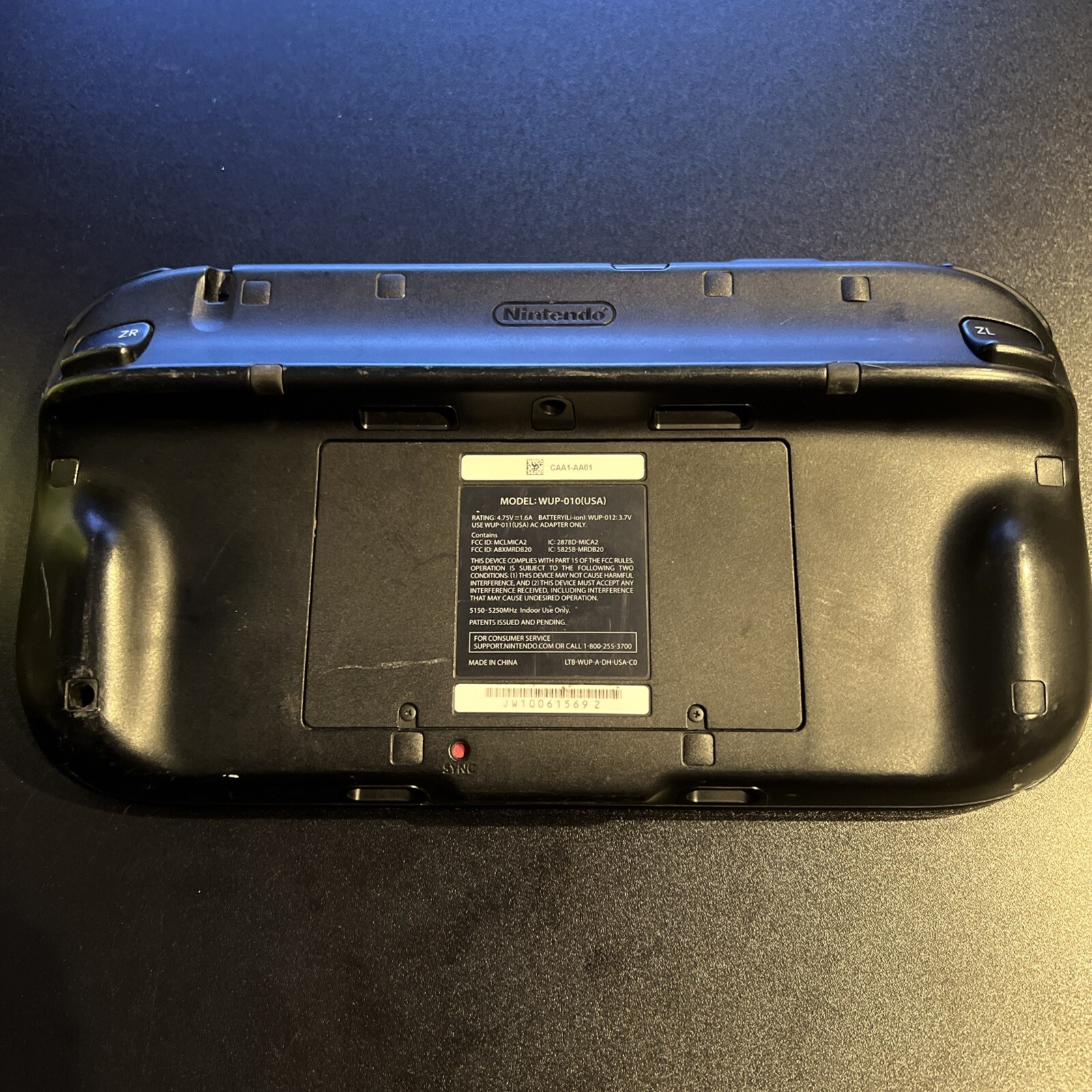 Nintendo Wii U Black Gamepad – Cracked Screen WUP-010 USA – For Parts Repair