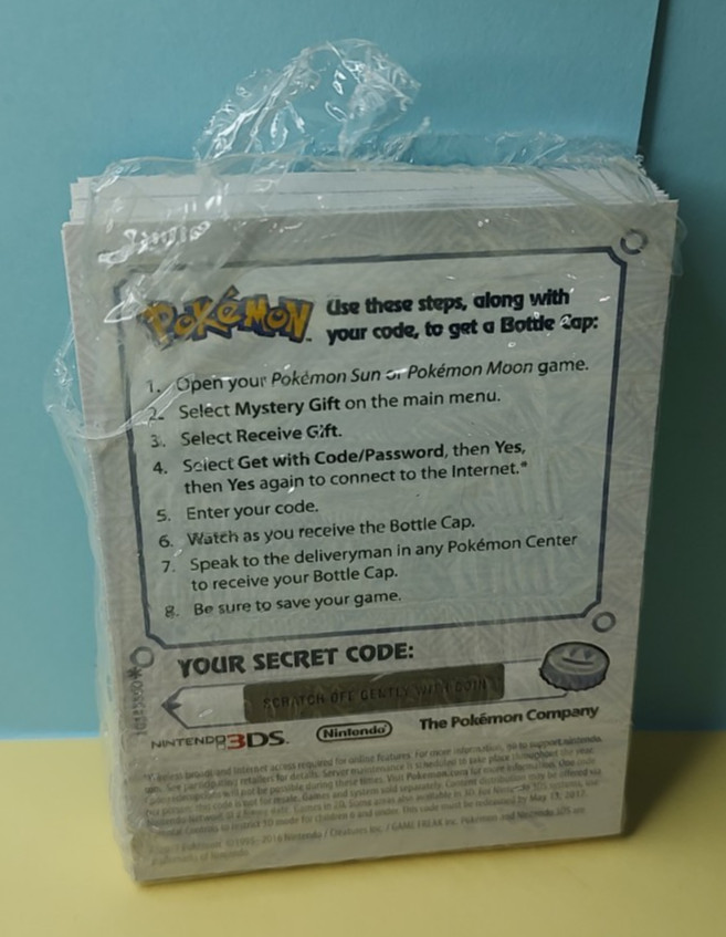 47 Pokemon Sun & Moon 3DS Get a Bottle Cap RARE GameStop Promo Cards EXPIRED