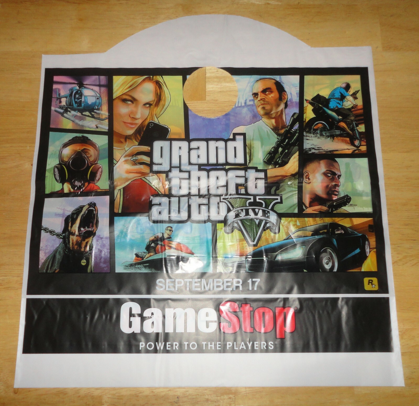 Grand Theft Auto V 5 GameStop Launch Night Promotional Plastic Shopping Bag NEW