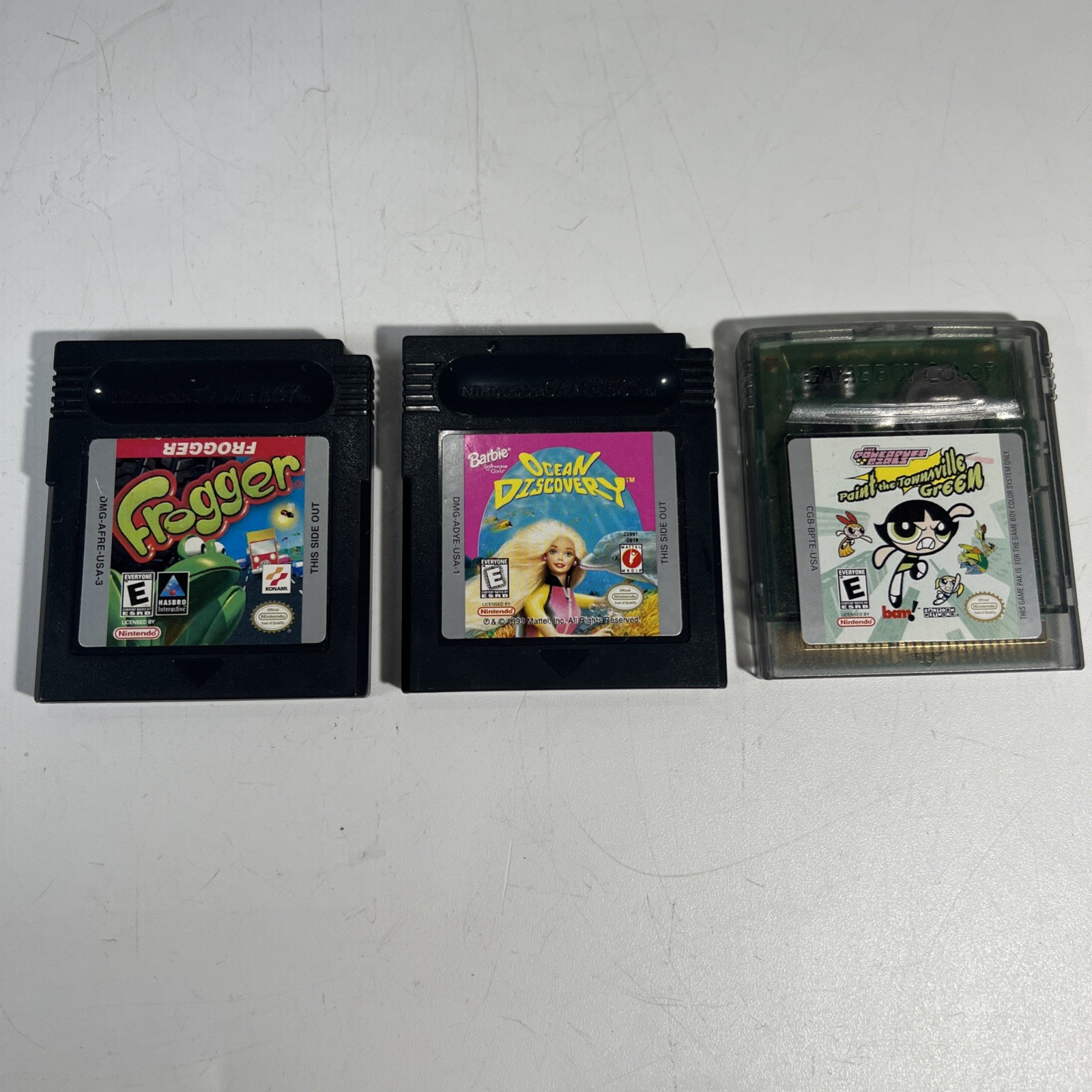 Nintendo Game Boy Frogged &The Powerpuff Girls & Barbie Lot Of 3 Cartridges
