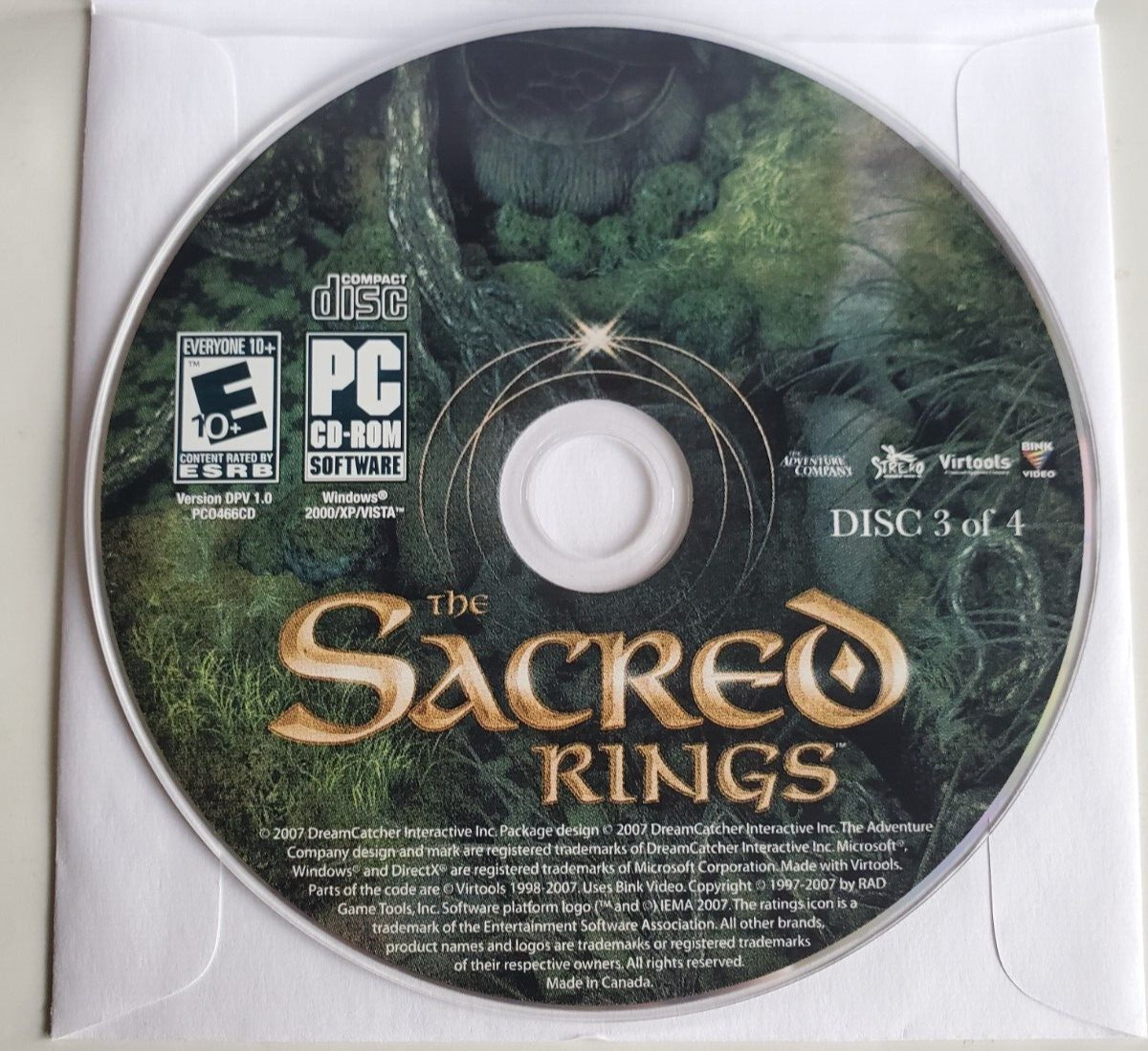 The Sacred Ring Loose PC Computer Videogame The Adventure Company No Case