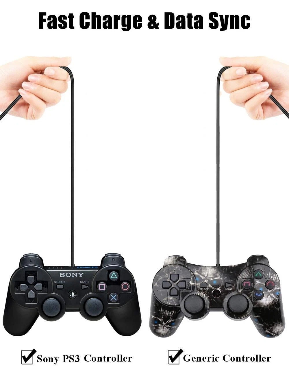 10 FT NEW Wireless Controller USB Charging Cord Cable for Sony PlayStation 3 PS3