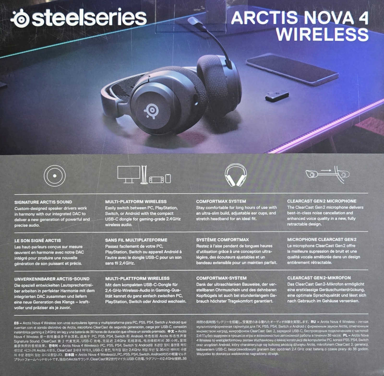 SteelSeries Arctis Nova 4 Wireless Bluetooth Multi Platform Headset PC PS5 Switc