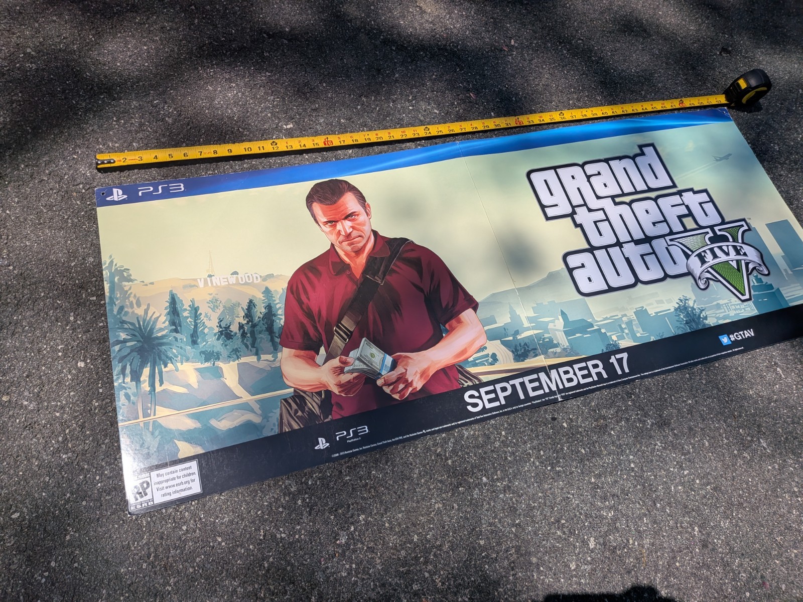 Grand Theft Auto V Promo Banner Poster GameStop RARE GTA 5 Michael Promotional
