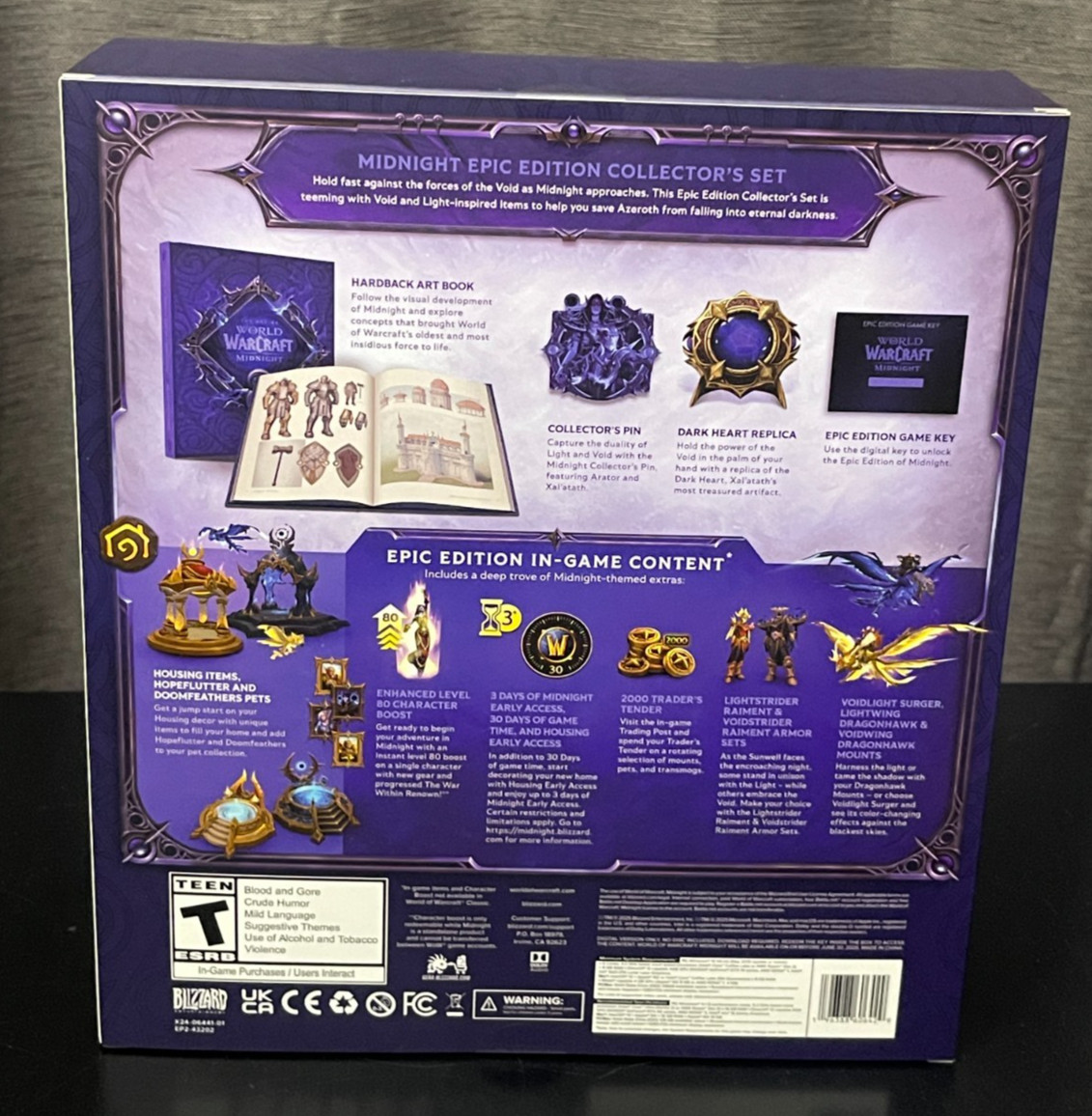 World of Warcraft WoW Midnight Collector’s Edition BOX and PIN ONLY