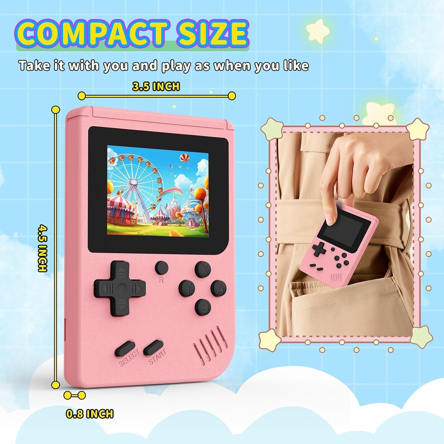 Game Box Plus Retro Handheld Console 400 Games Portable Player w/ AV Cable & Box