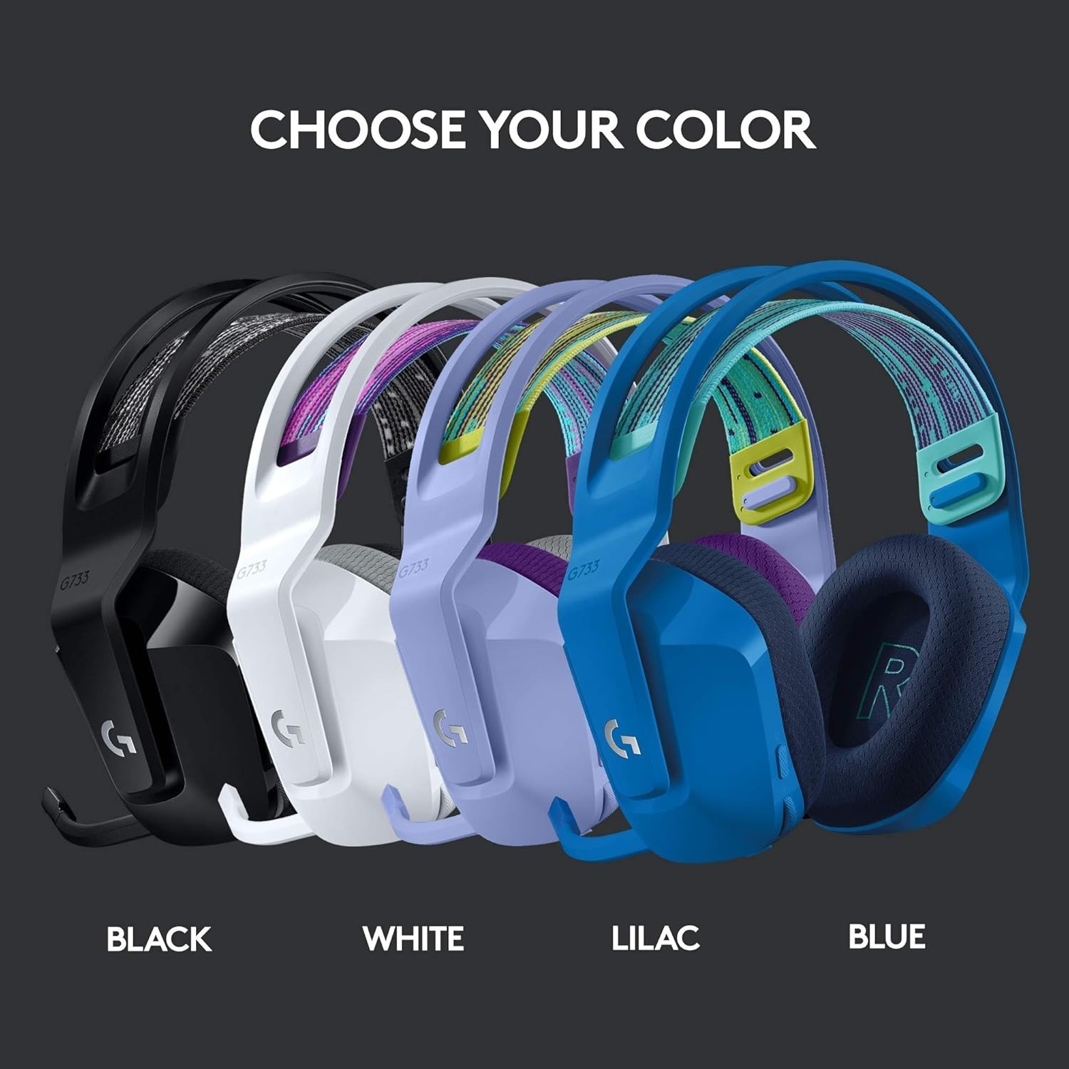 Logitech G733 Lightspeed Gaming Headset Black Wireless Over Ear Sound Isolation