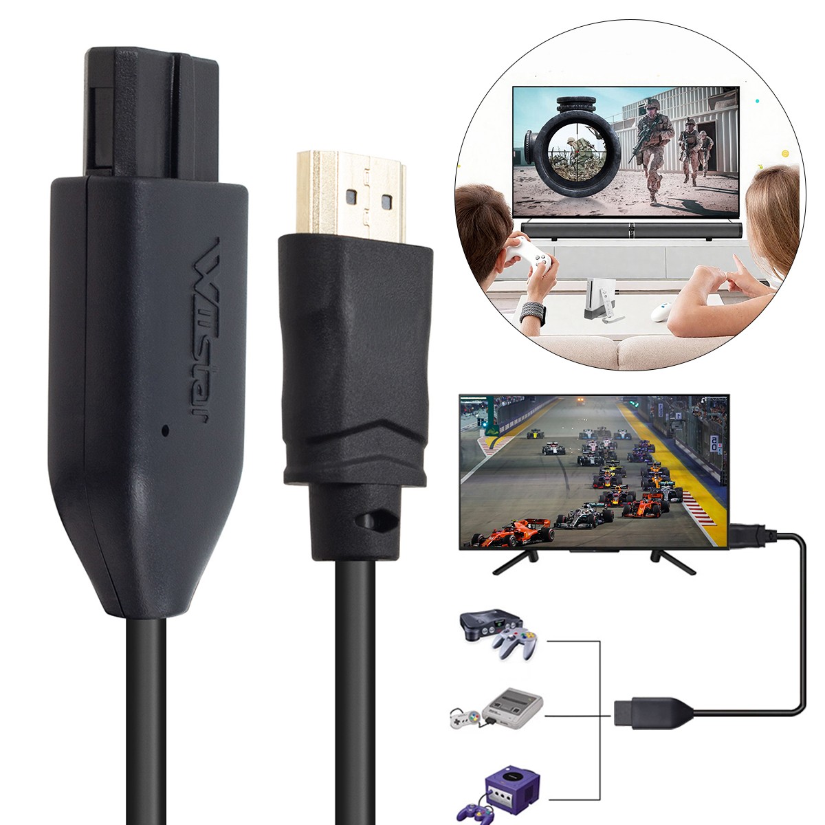 4.9ft N64 To HDMI Converter HD Link Adapter Cable for Nintendo/Gamecube/SNES/SFC