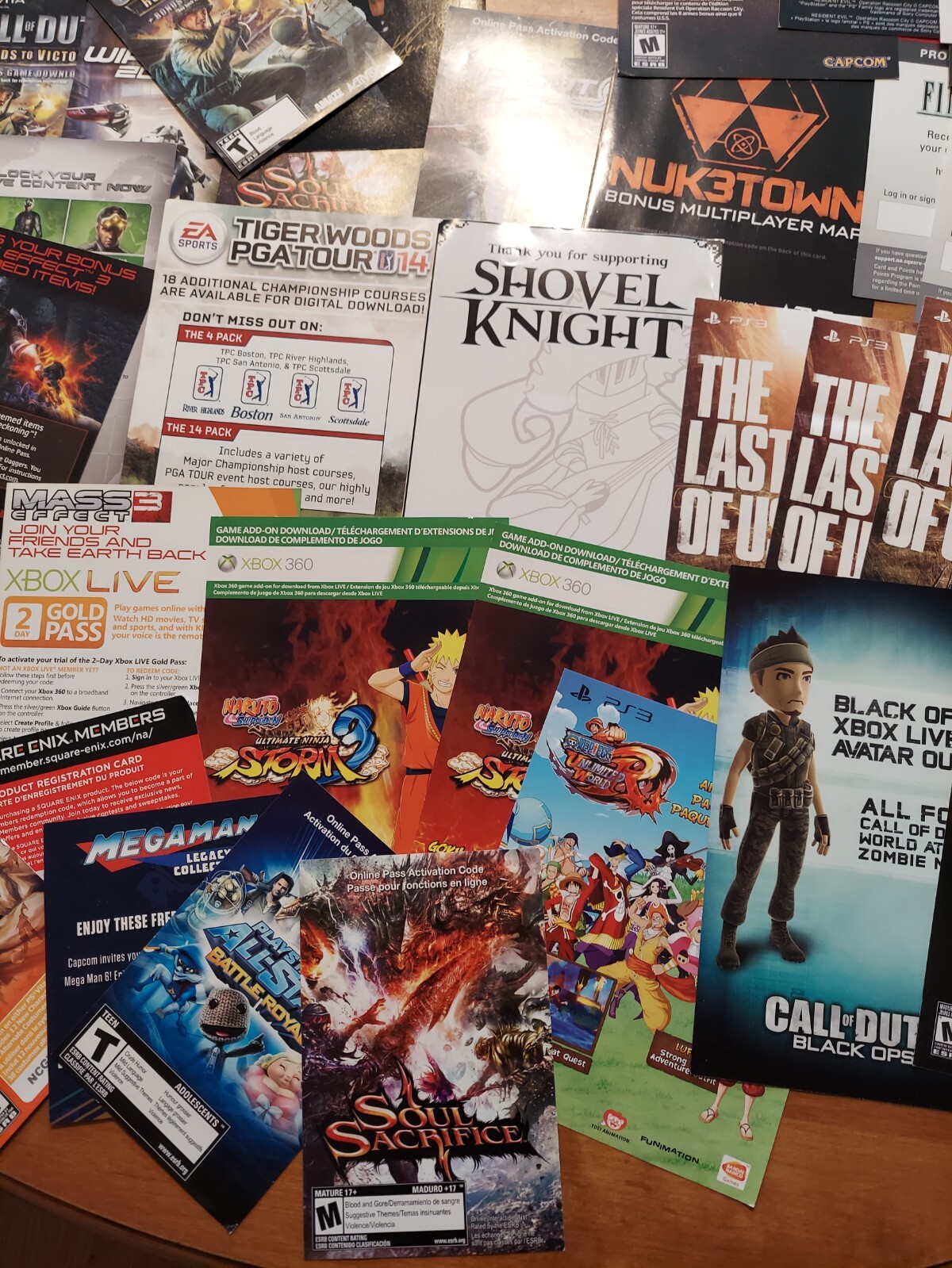 LOT of 60 + Expired Codes Cards Xbox 360 PS3 Wii U PS Vita READ