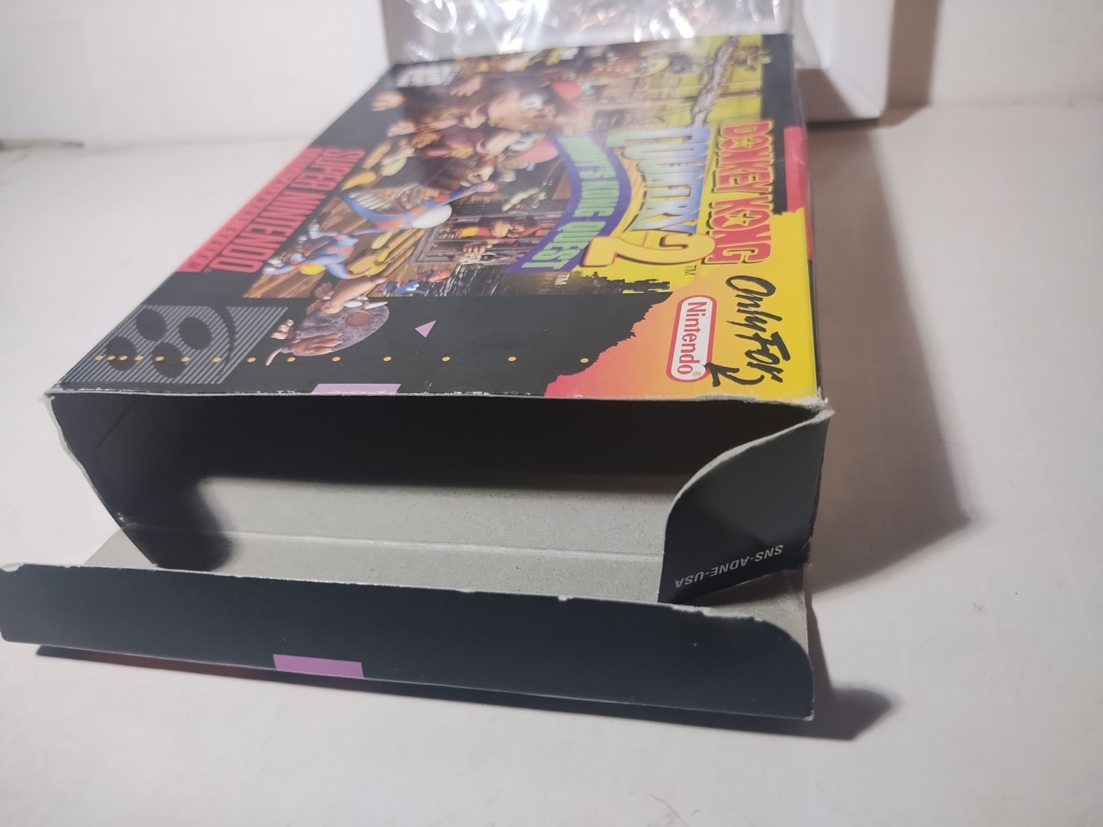 Empty Donkey Kong Country 2 Super Nintendo SNES Game Box, Tray & Bag