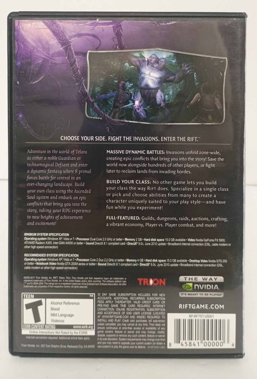 RIFT PC Game (2011) – Trion Worlds MMORPG – Original Physical Box with Disc