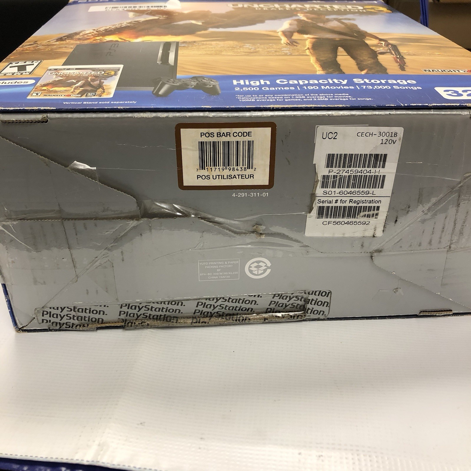Complete Sony PS3 320GB Console CIB Uncharted 3 Edition 2 Controllers – No Game