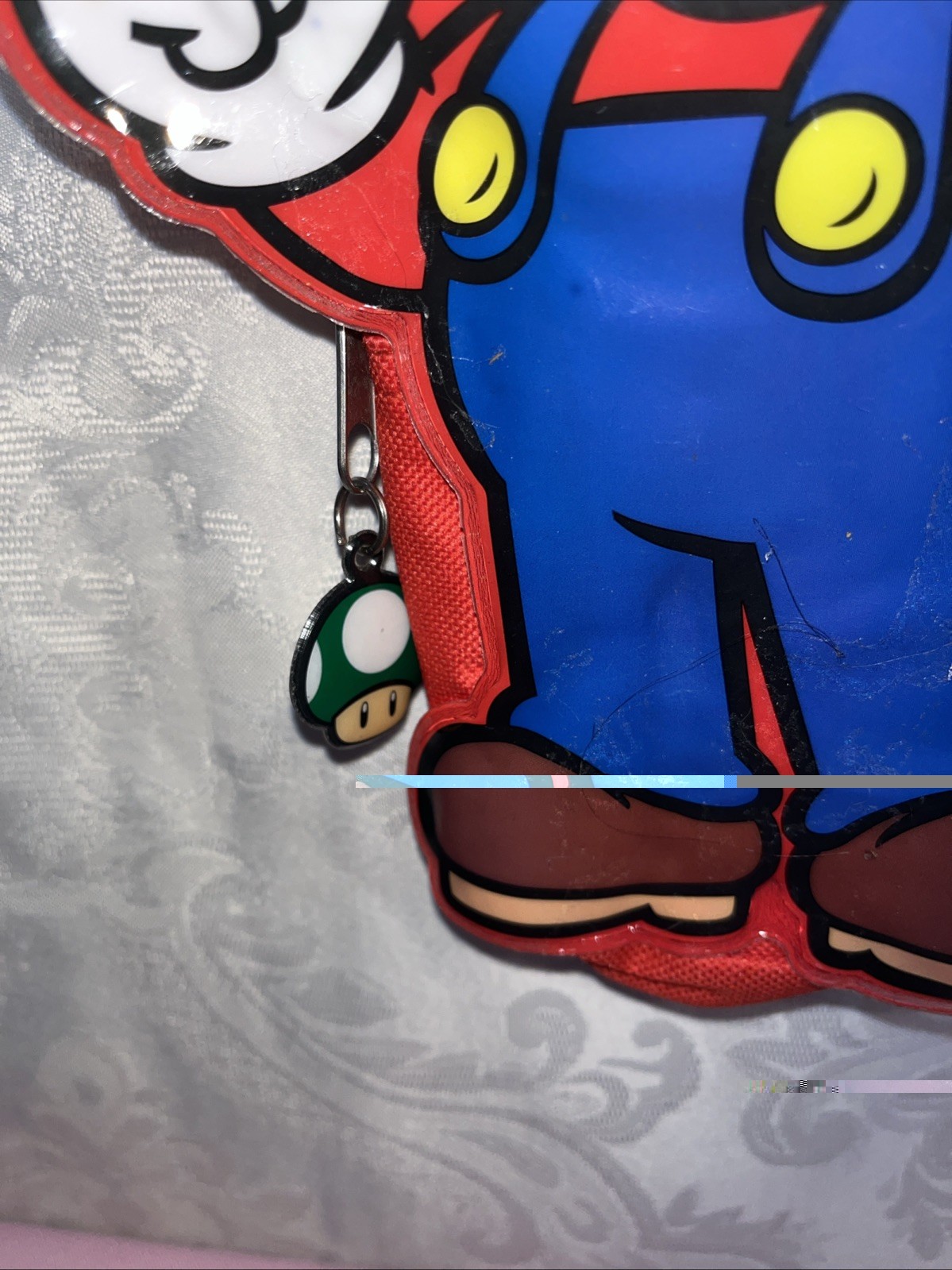 2012 Nintendo Super Mario Brothers Pencil Case w/ Backpack Clip Toadstool zipper