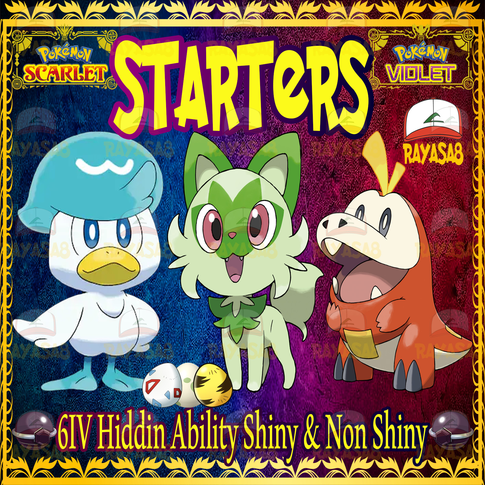 Starters 6IV 🌟Shiny🌟 Non Shiny & Best Stats Pokemon Scarlet and Violet Home🌟