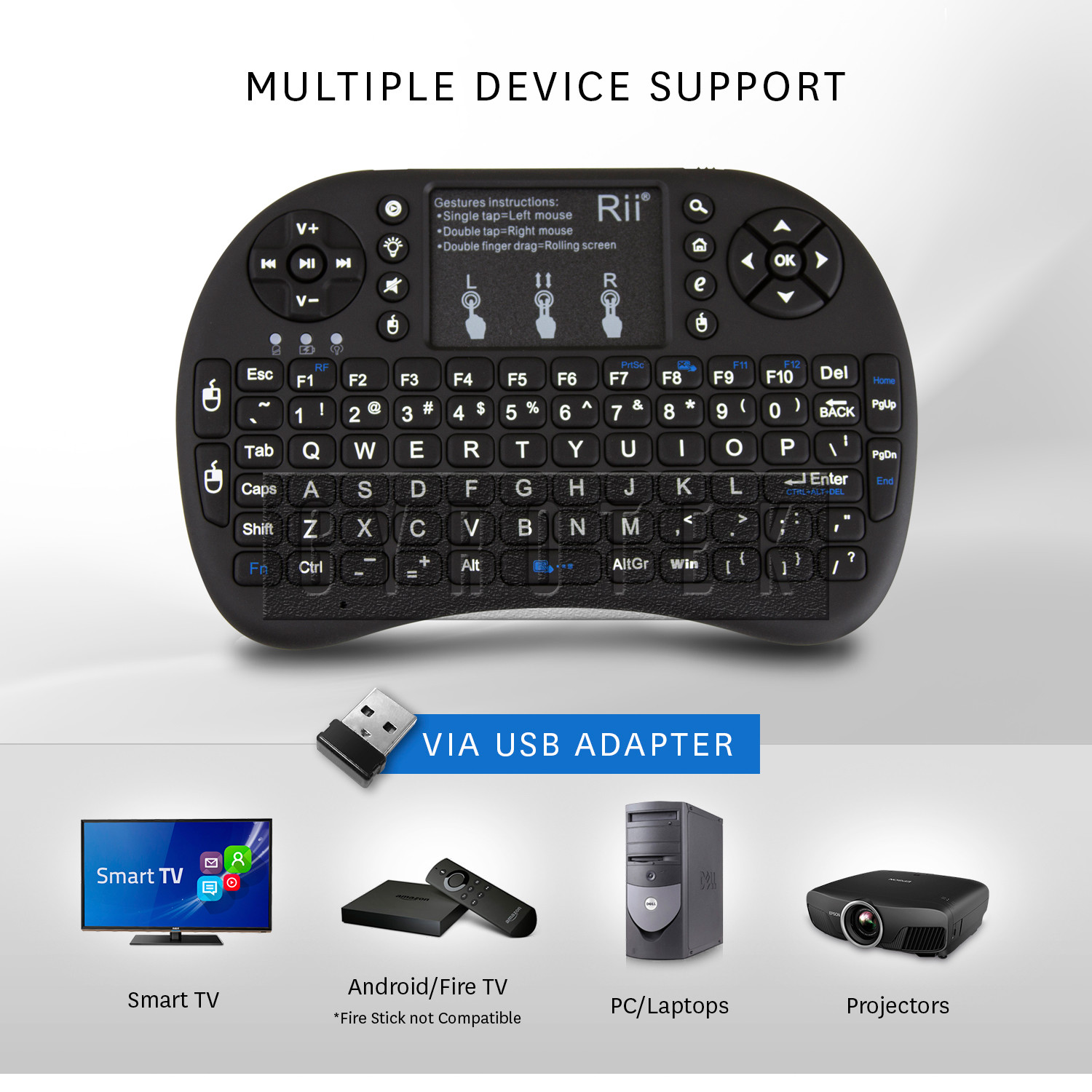 NEW Rii i8+ 2.4GHz Mini Wireless Backlit Keyboard w/ Mouse PC Smart TV