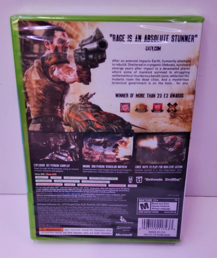 Rage (Xbox 360, 2011) – New Sealed Rare Version Bethesda
