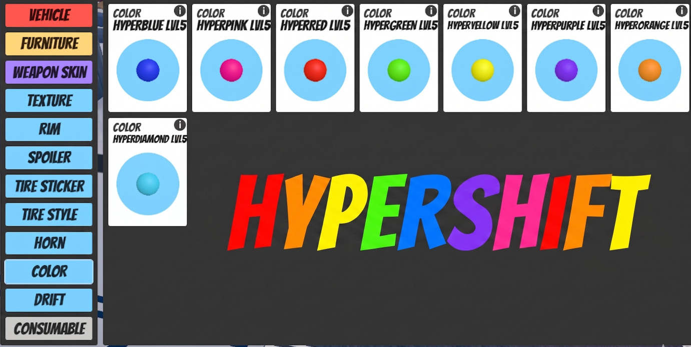 🌈Roblox 💰Jailbreak 💰HYPERSHIFT LEVEL 5 (ALL HYPERCHROMES) | QUICK DELIVERY 🌈