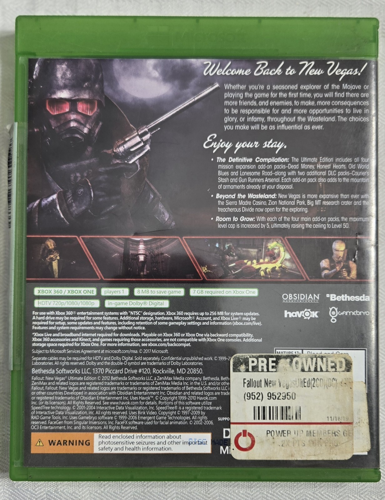 Fallout New Vegas Ultimate Edition Xbox One.