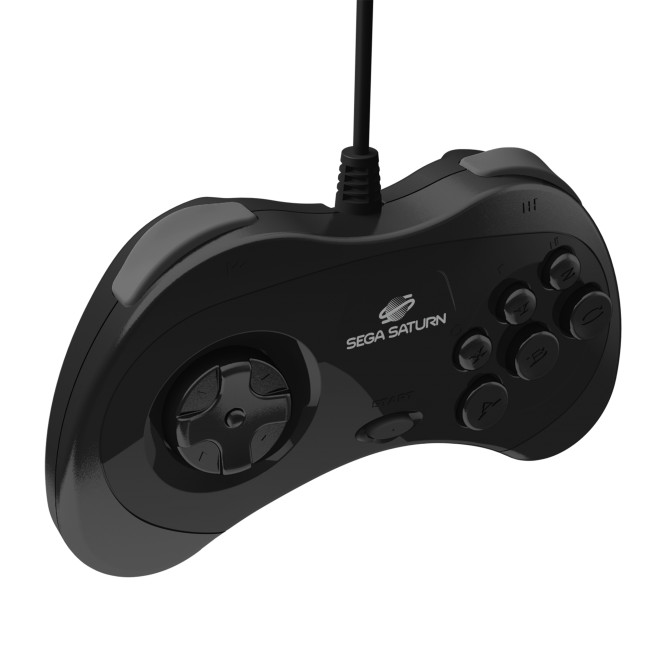 Retro-Bit Official Sega Saturn USB Controller Pad for PC/Mac/Steam/RetroPi Black