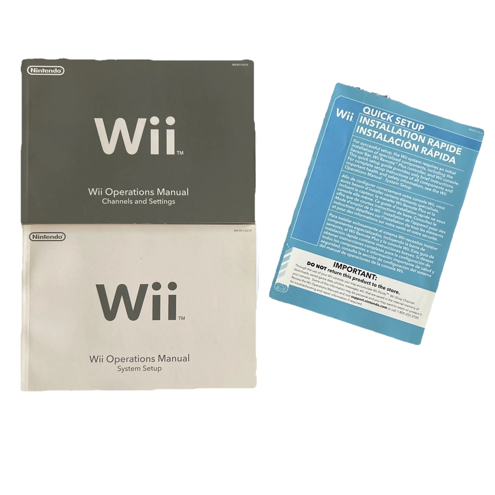 Nintendo Wii Operations Manual Set – Silver and White