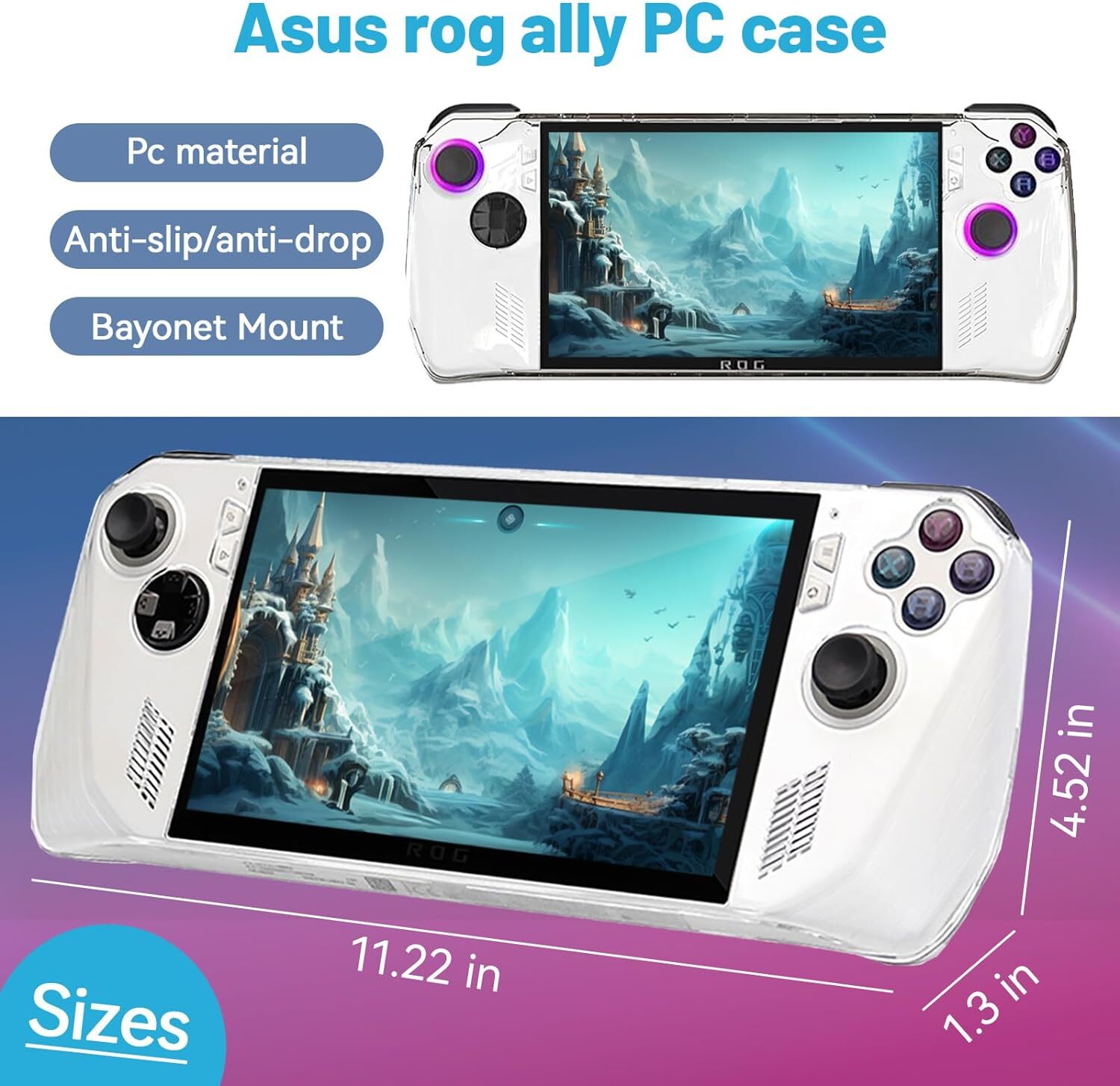 Case for ASUS ROG Ally Gaming Console Ultra Clear Protective Hard PC Grip Cover