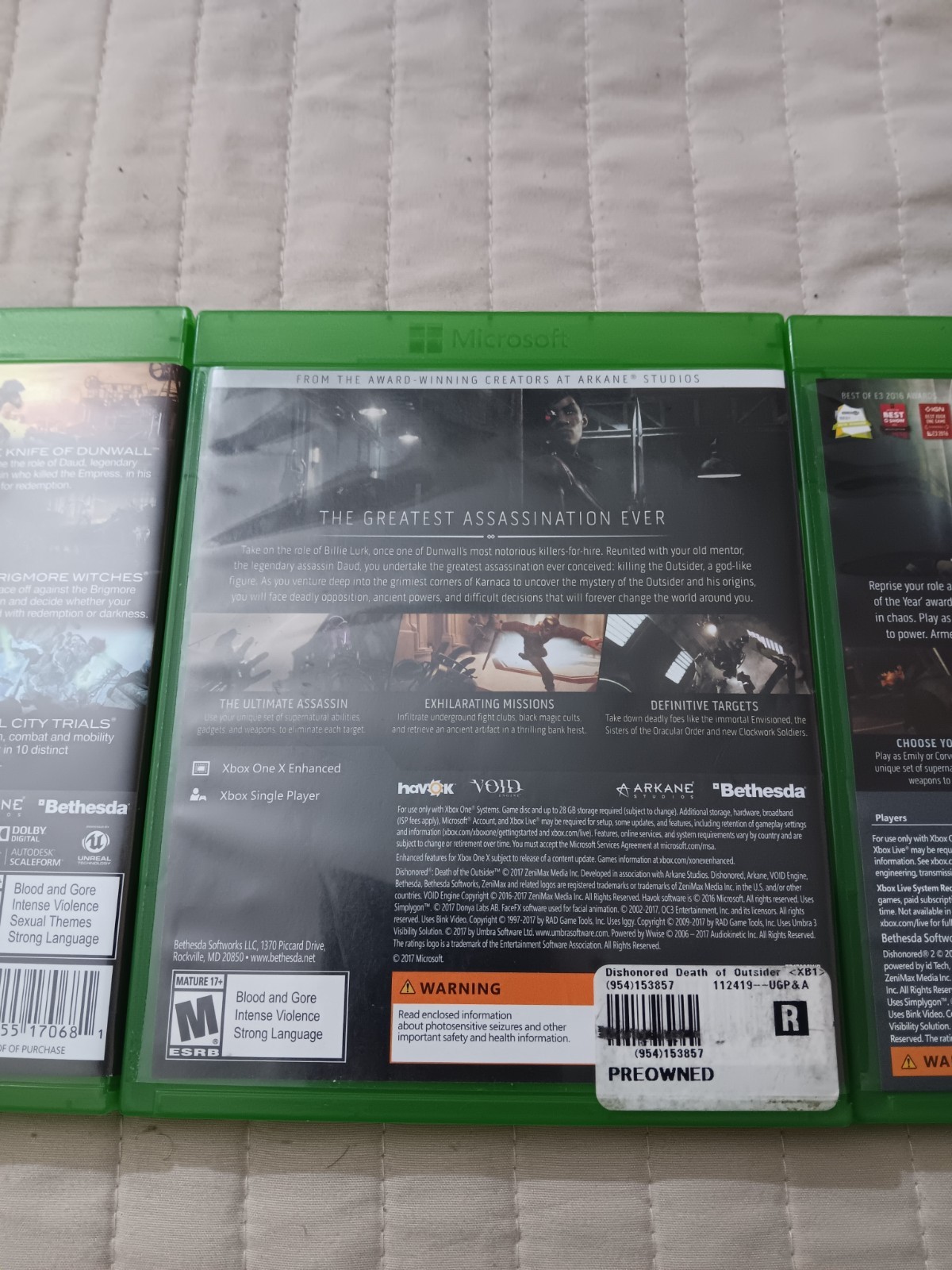 Dishonored Games (Xbox One) Dishonored/Dishonored 2/Dishonored Death of Outsider