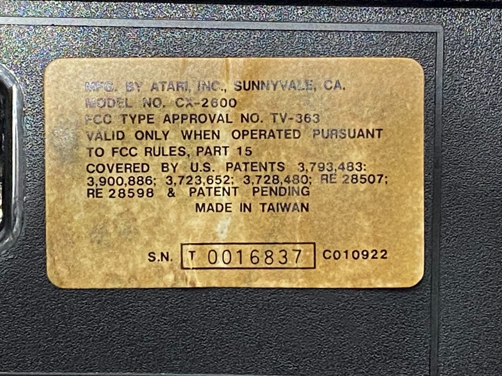 Atari CX2600 ‘Taiwan Heavy Sixer’ Six Switch Console *ULTRA RARE!!*