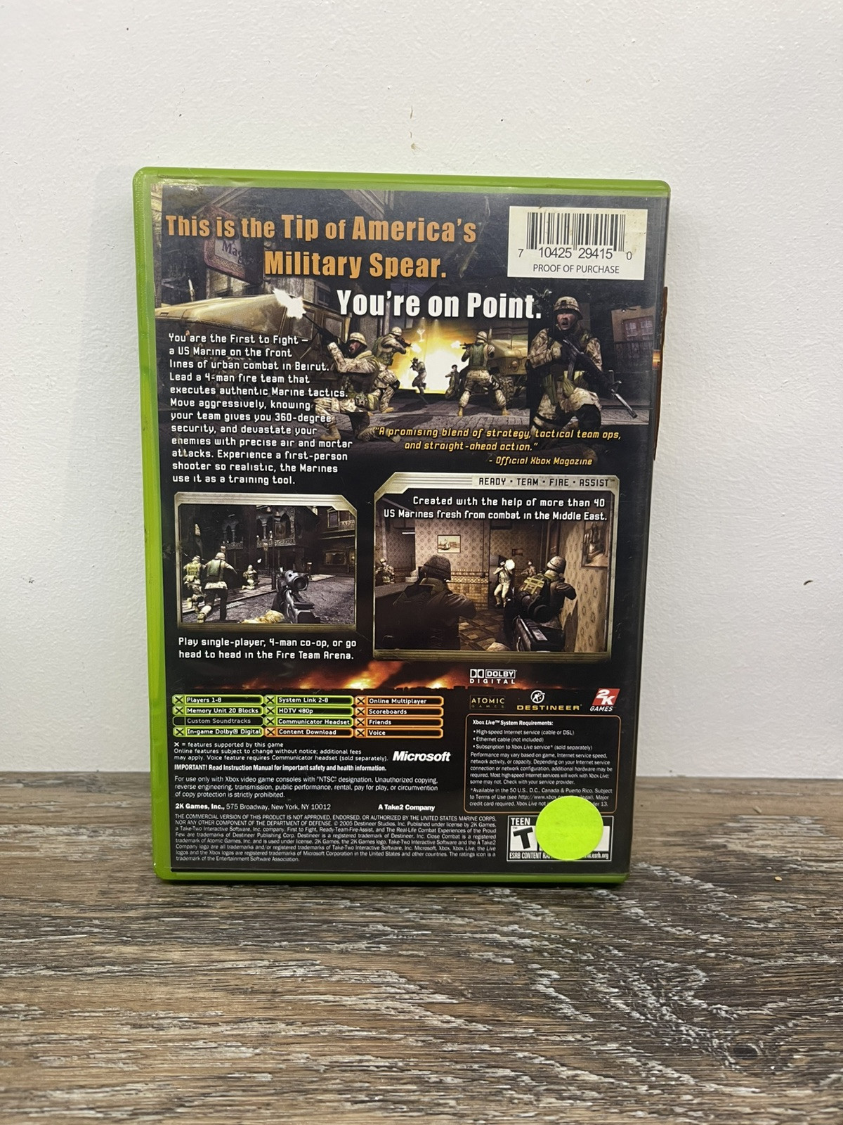 Close Combat: First to Fight (Microsoft Xbox, 2005) Complete Tested Working