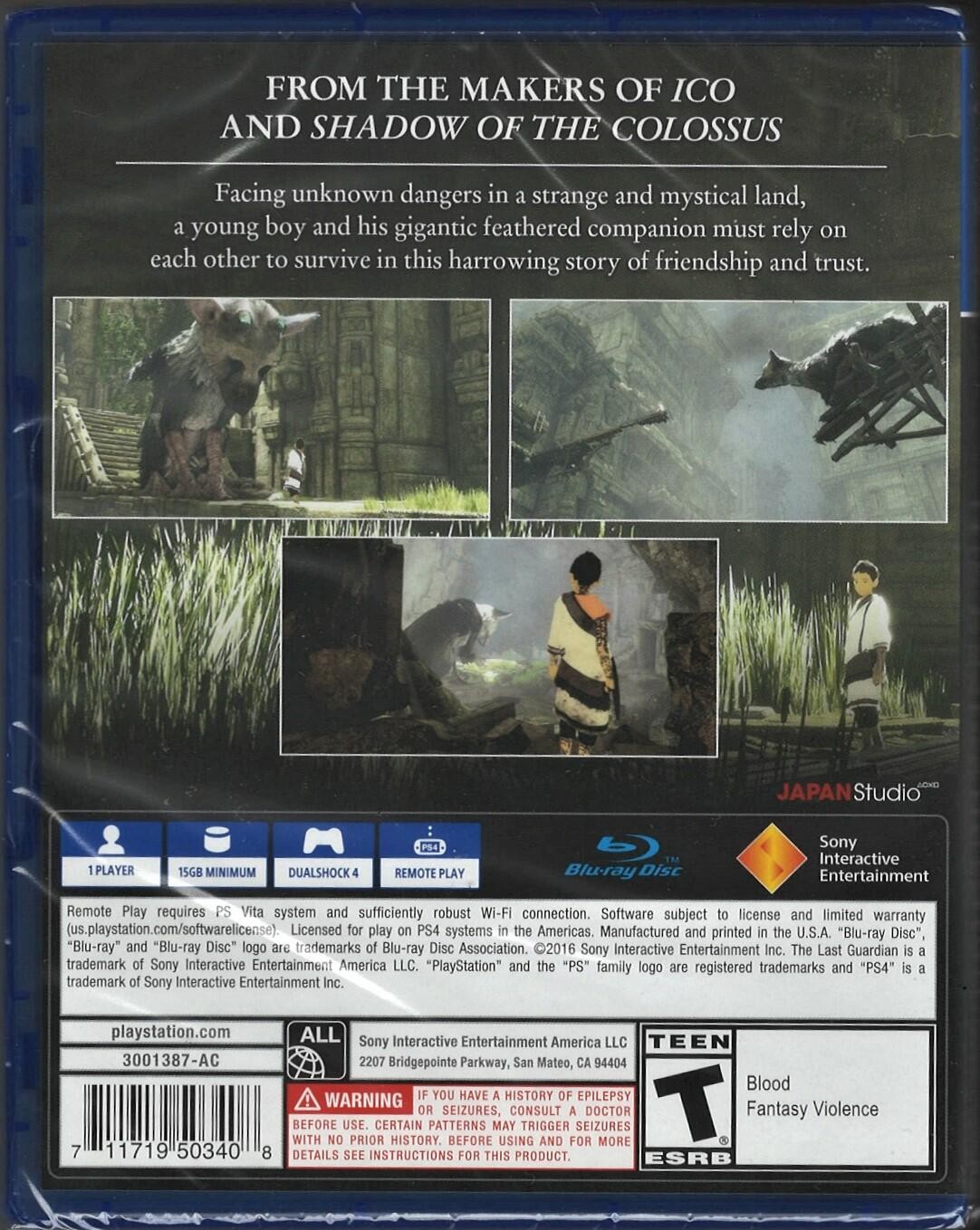 The Last Guardian PS4 (Brand New Factory Sealed US Version) PlayStation 4,PlaySt
