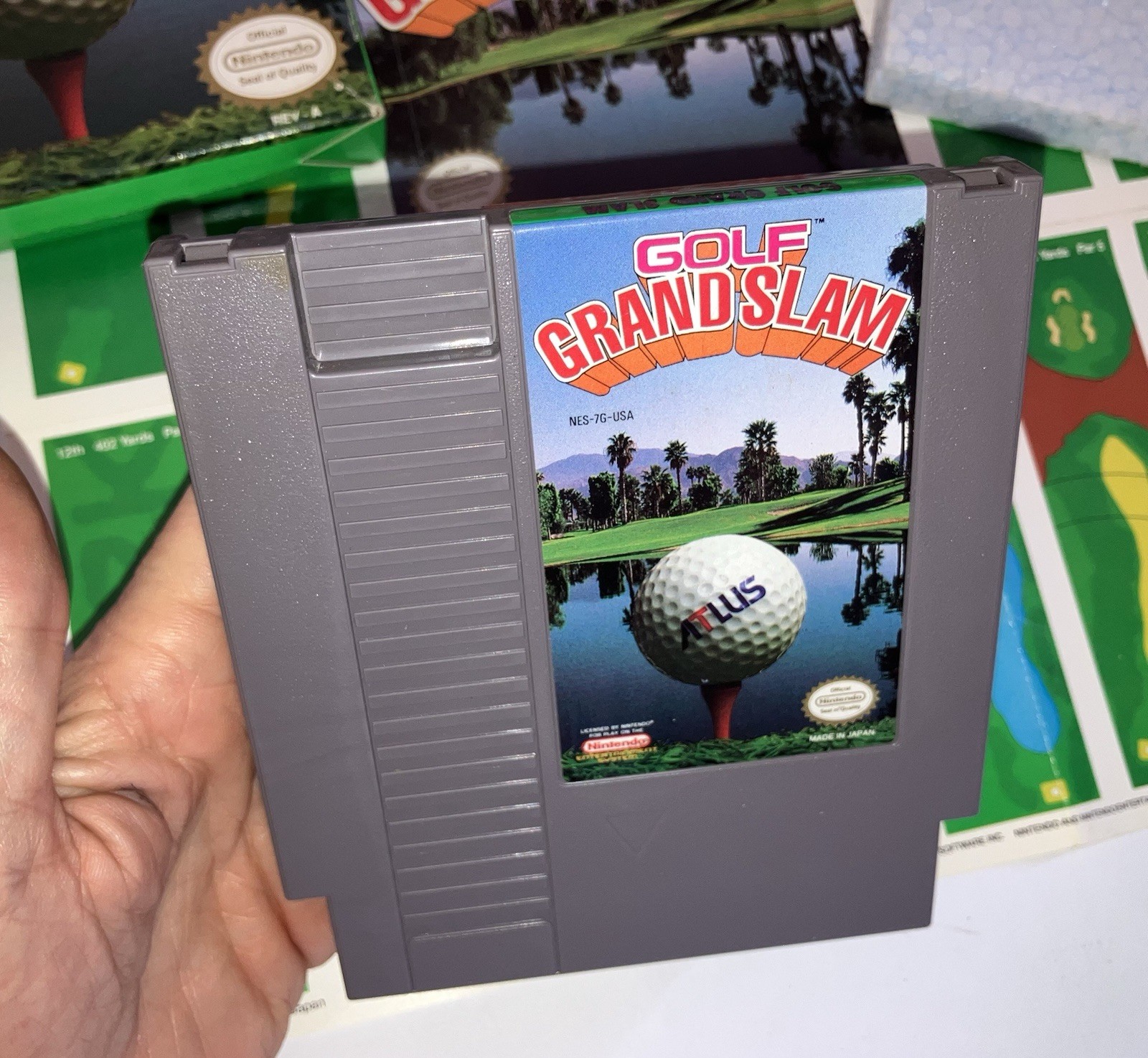 rare GOLF GRAND SLAM NES Game in Box w/manual, foldout & foam piece Fine shape