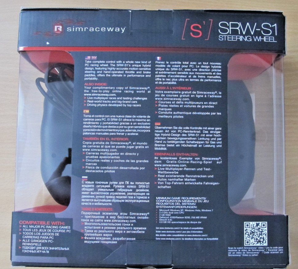 SteelSeries Simraceway SRW-S1 Gaming Steering Wheel USB PC