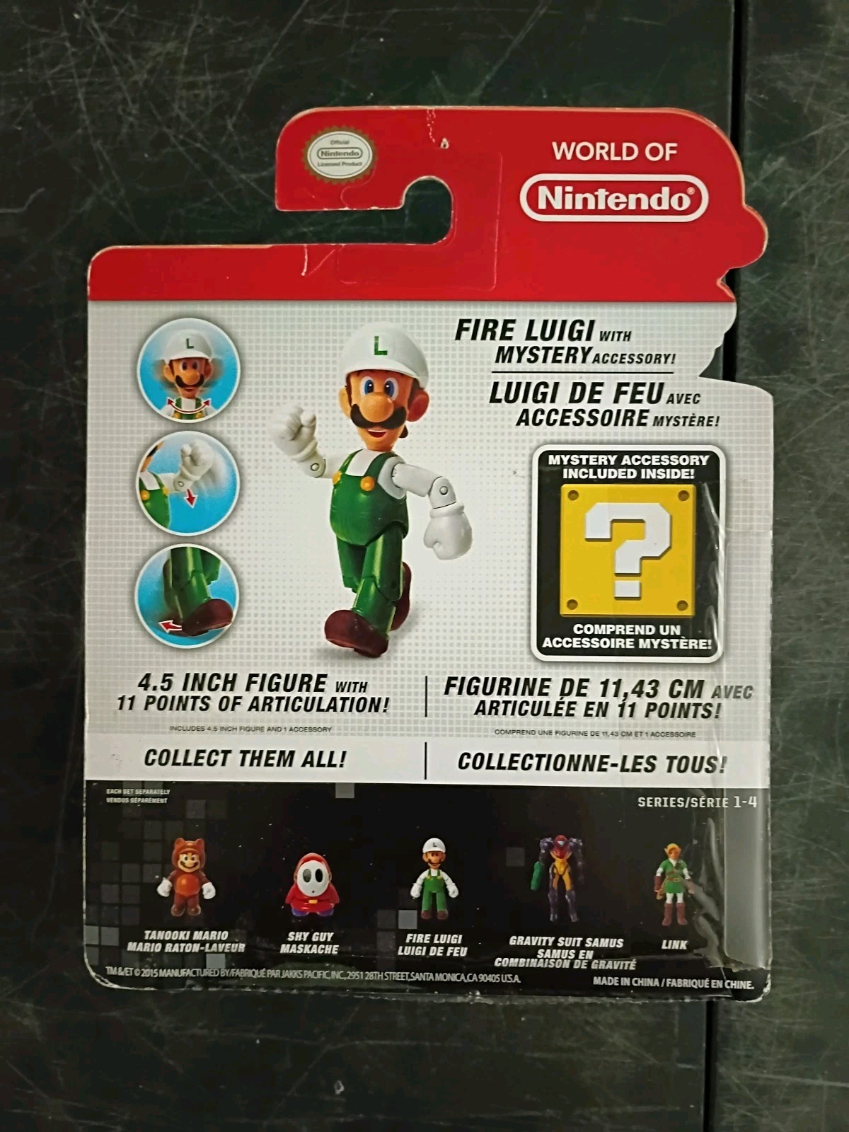 *FREE SHIP* 4″ FIRE LUIGI + SUPER MARIO Red World of Nintendo Jakks Pacific