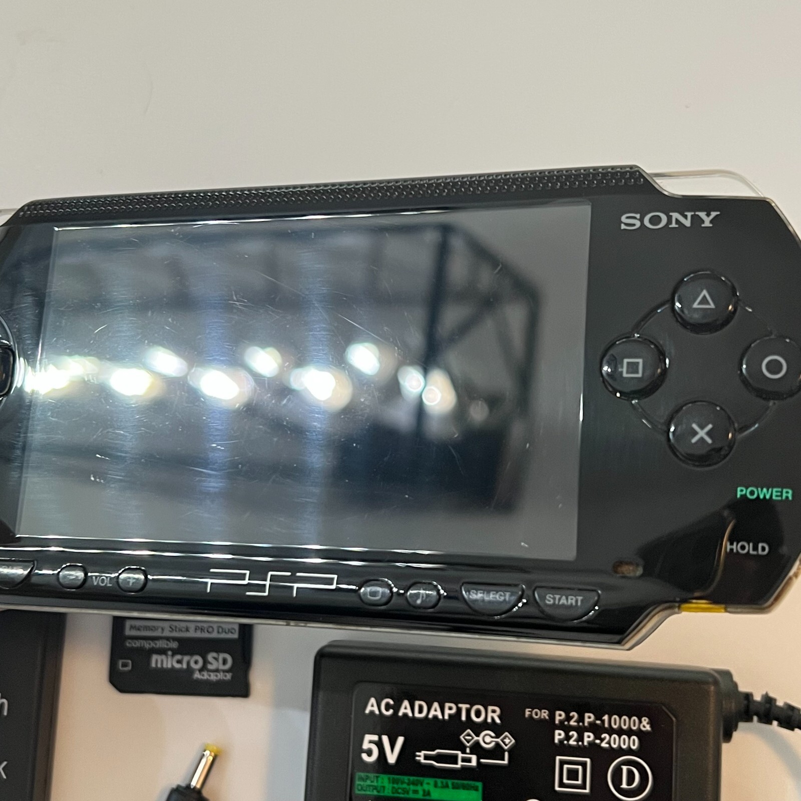 BLACK Sony PSP 1000 System w/ Charger & 64gb Memory Card Bundle TESTED Import