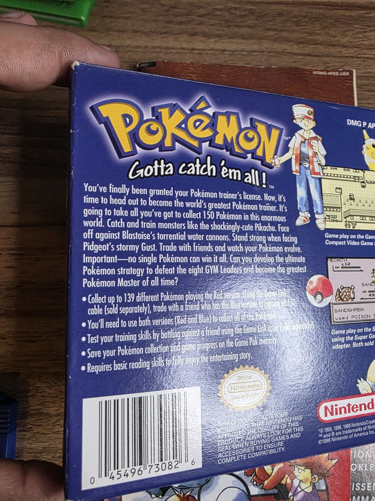 ERROR ! Pokemon Blue RED Error Text First 1st Print Complete Box CIB GameBoy GB