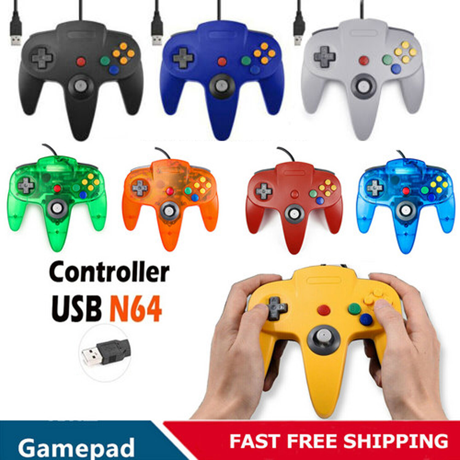 Wired Gamepad Joystick For Nintendo64 N64 USB Controller For Raspberry Pi PC MAC