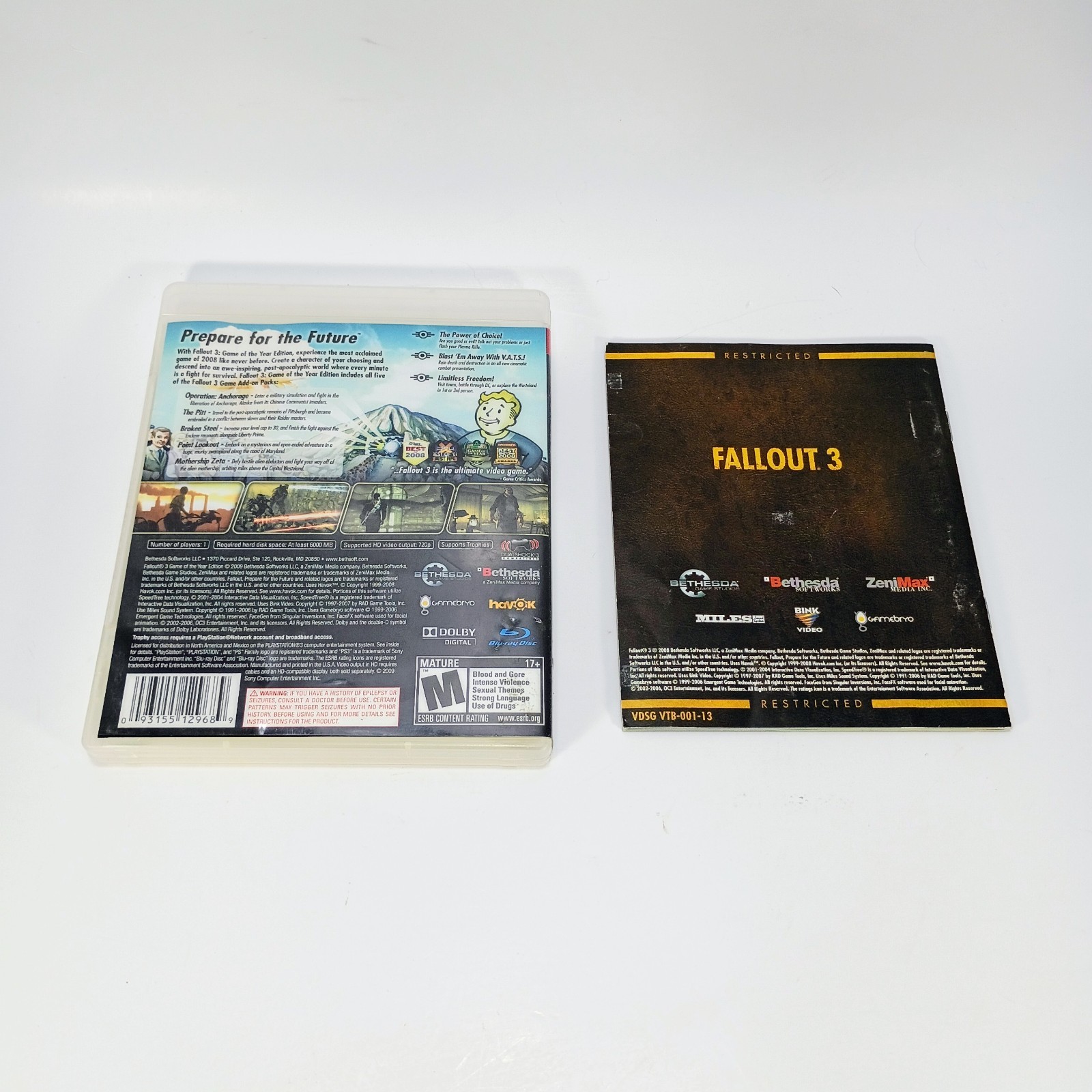Fallout 3 Game of the Year Edition Sony PlayStation 3 PS3 Complete In Box CIB