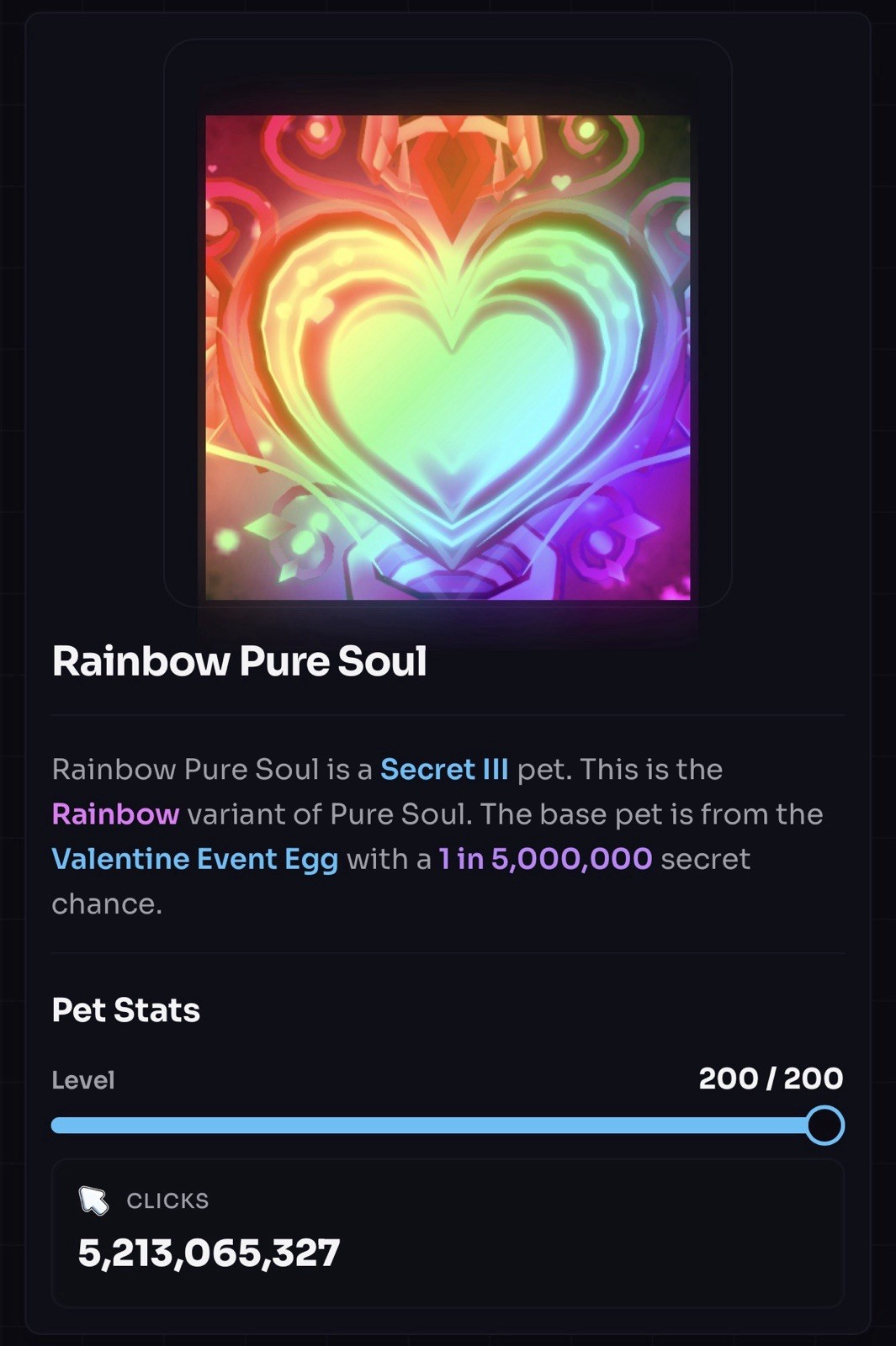 Rainbow Pure Soul | Roblox Tap Simulator 5.2billion stats
