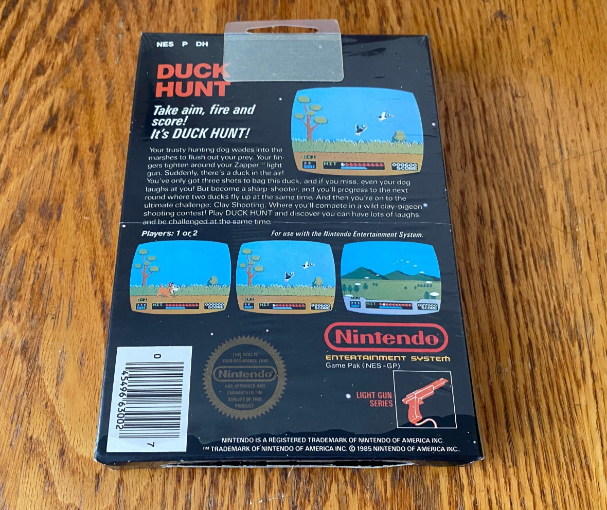 Duck Hunt UNOPENED TOP complete in box hangtab sealed nintendo nes factory MINT