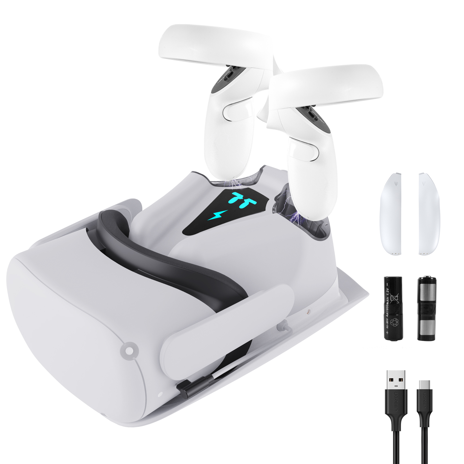 Charging Dock for Meta Quest 2, w/Magnetic Charging and 2 Rechargeable Batteries