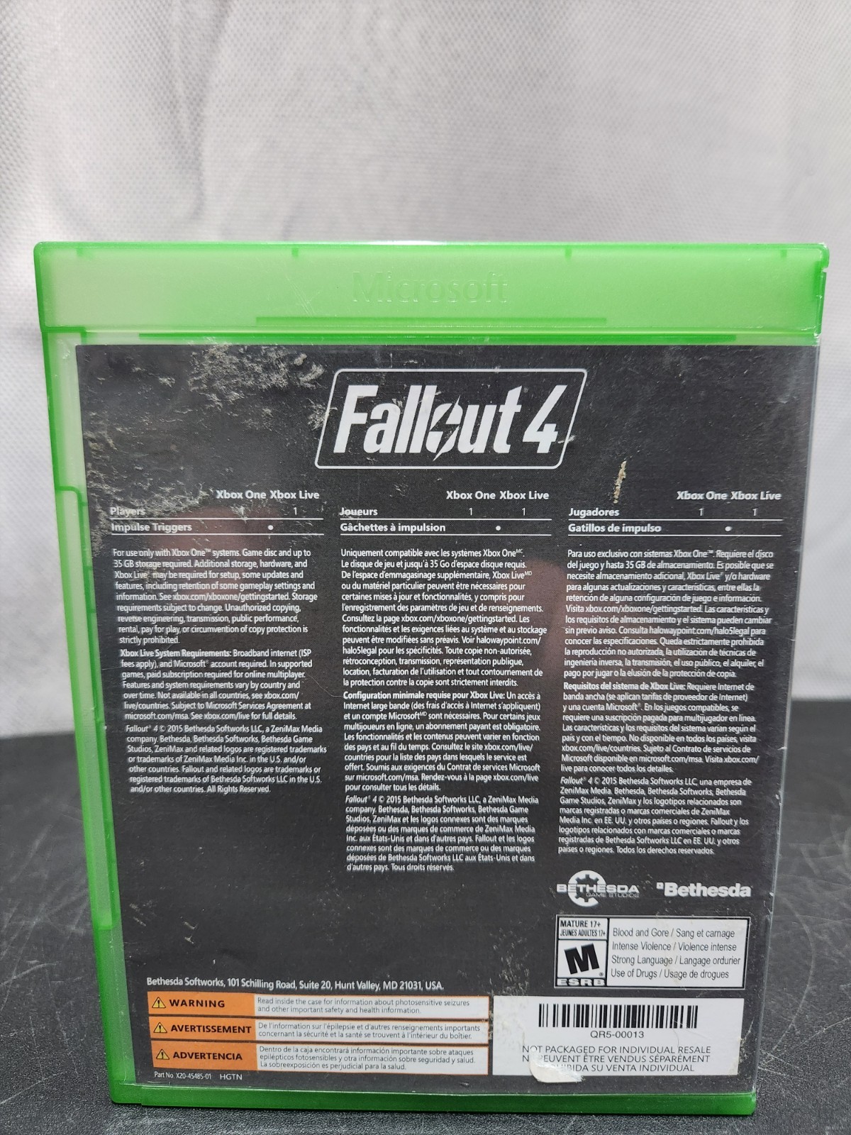 Fallout 4 Microsoft Xbox One Video Game No Manual Tested And Working