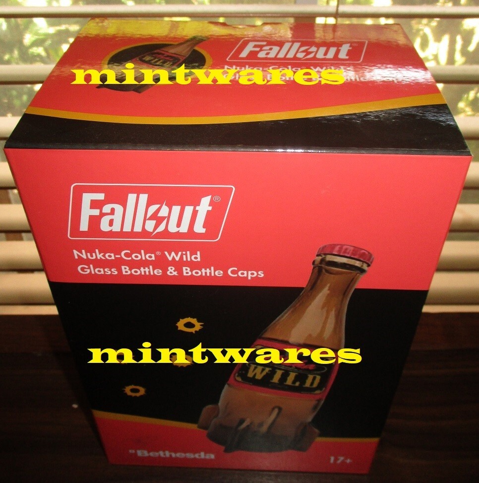 Fallout Nuka Cola Wild Glass Rocket Bottle & 10 Bottle Caps Replica NEW