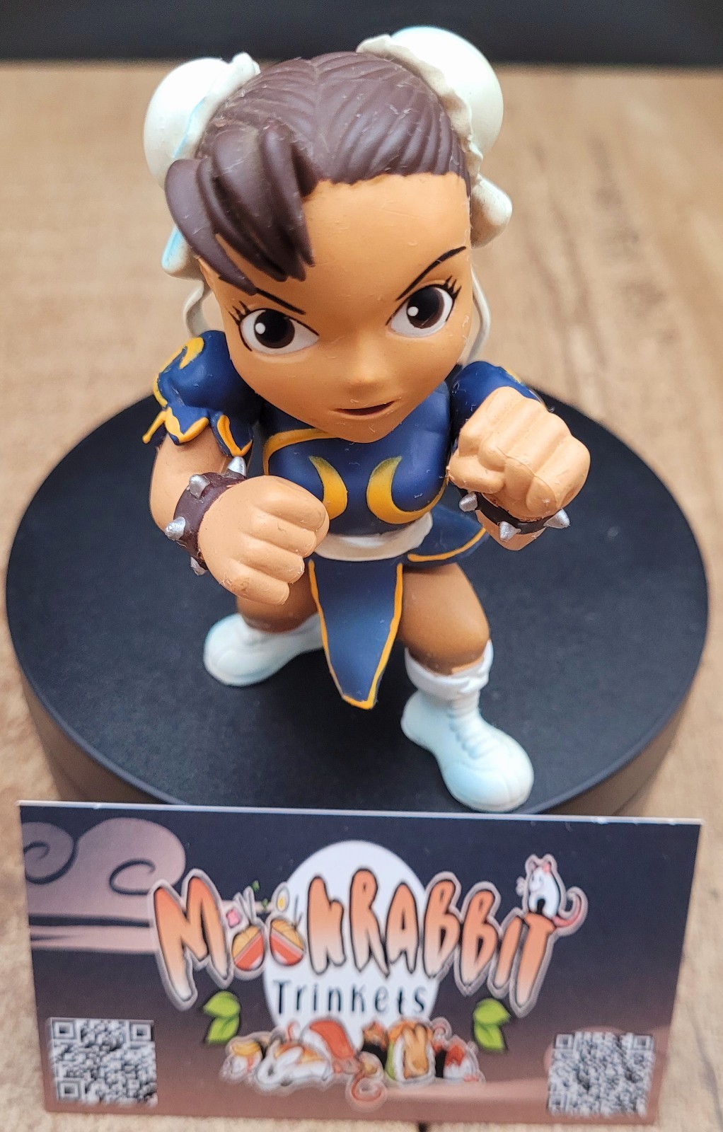 Street Fighter Chun-Li Mini Vinyl Figure Blue Outfit Spiked Bracelets Capcom Toy
