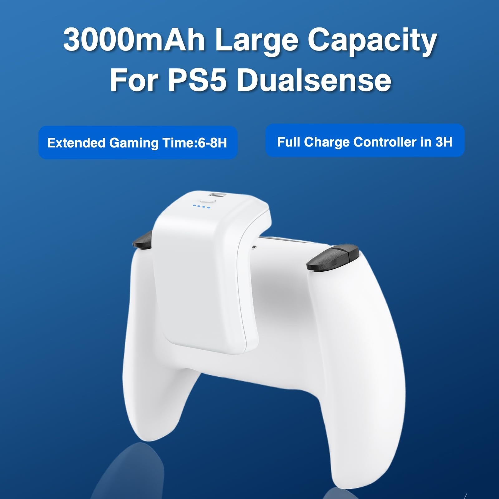 2X 3000mAh PS5 Controller Battery Pack – External Replacement & USB-C Charger